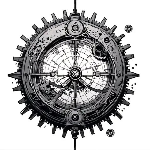 Astrolabes and gears around tattoo design idea