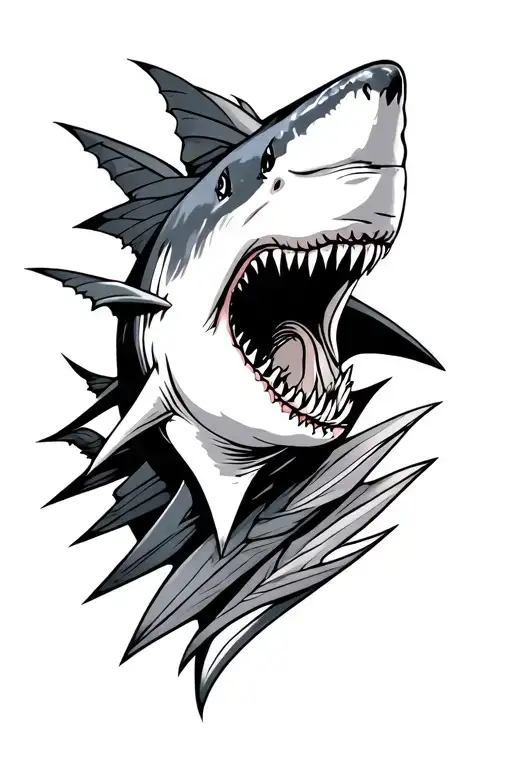 Shark arrow design tattoo design idea