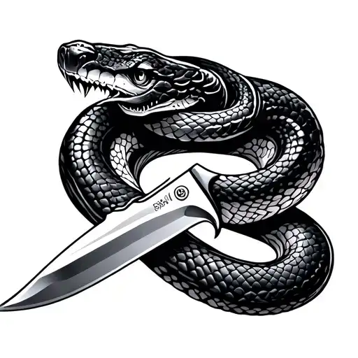 viper snake cut by karambit knife tattoo design idea