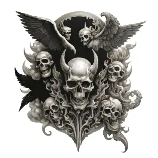 heaven vs hell tattoo design idea