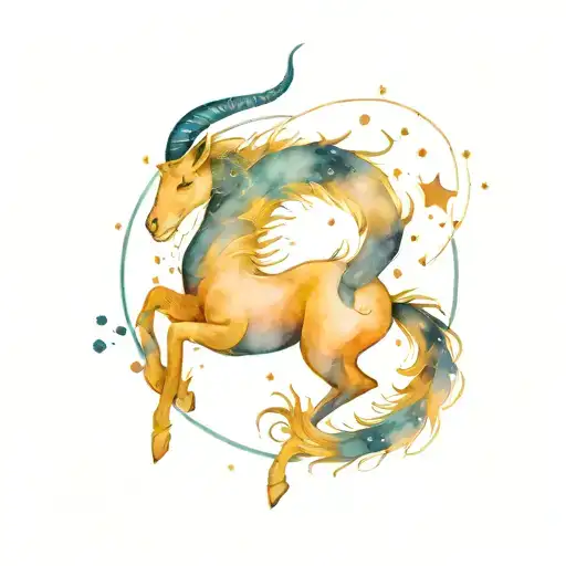 Capricorn constellation intertwined tattoo design idea