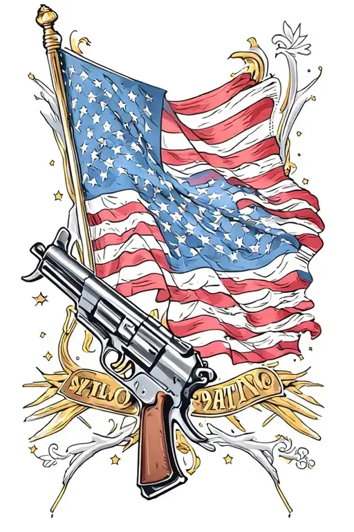 American flag and 2nd amendment tattoo design idea