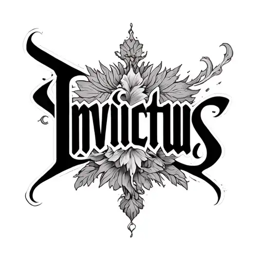 Word Invictus text tattoo design idea