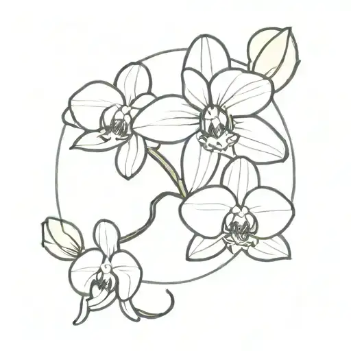 An orchid with a J and a heart surrounded tattoo design idea