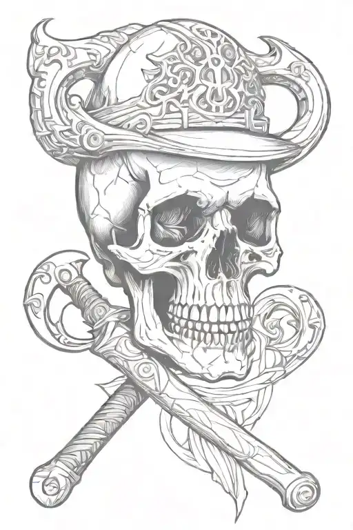 skull with ax   tattoo design idea