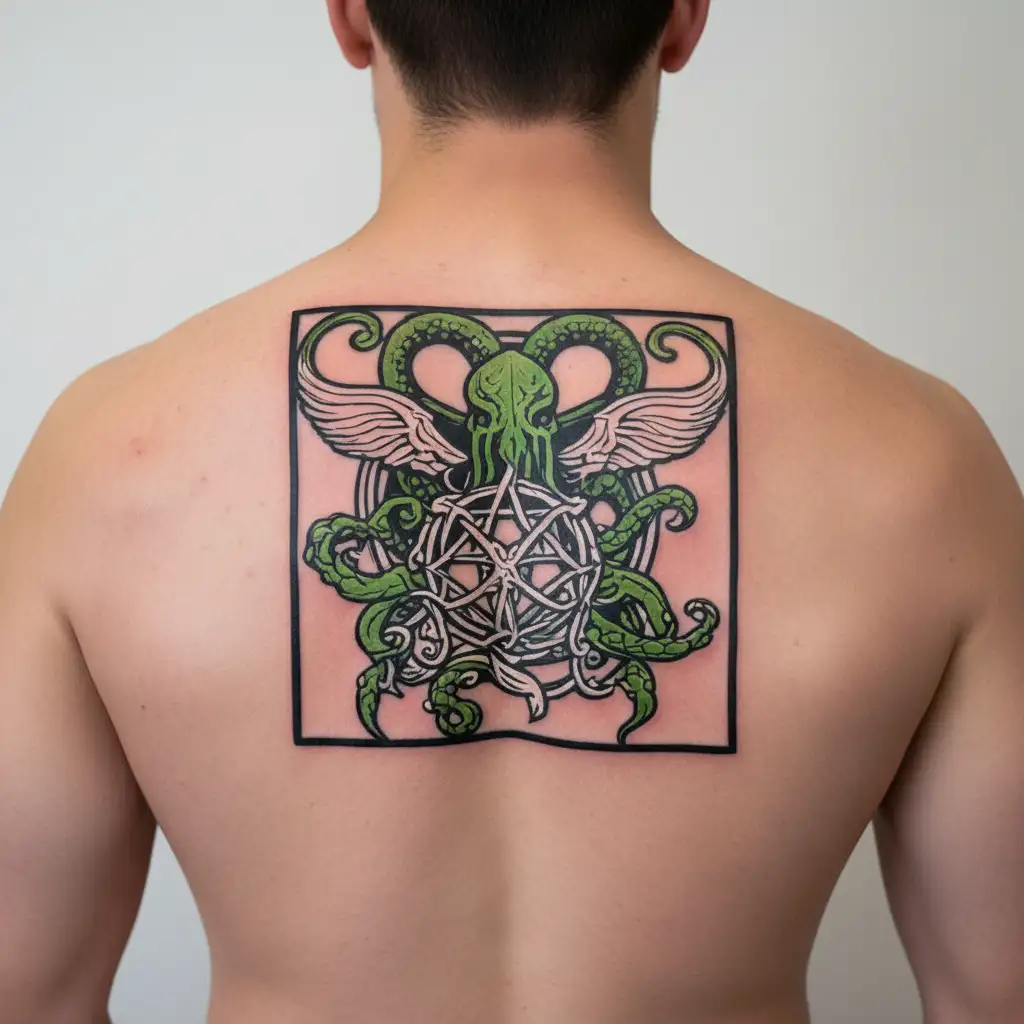 Atheist symbol cthulhu style tattoo tattoo design idea