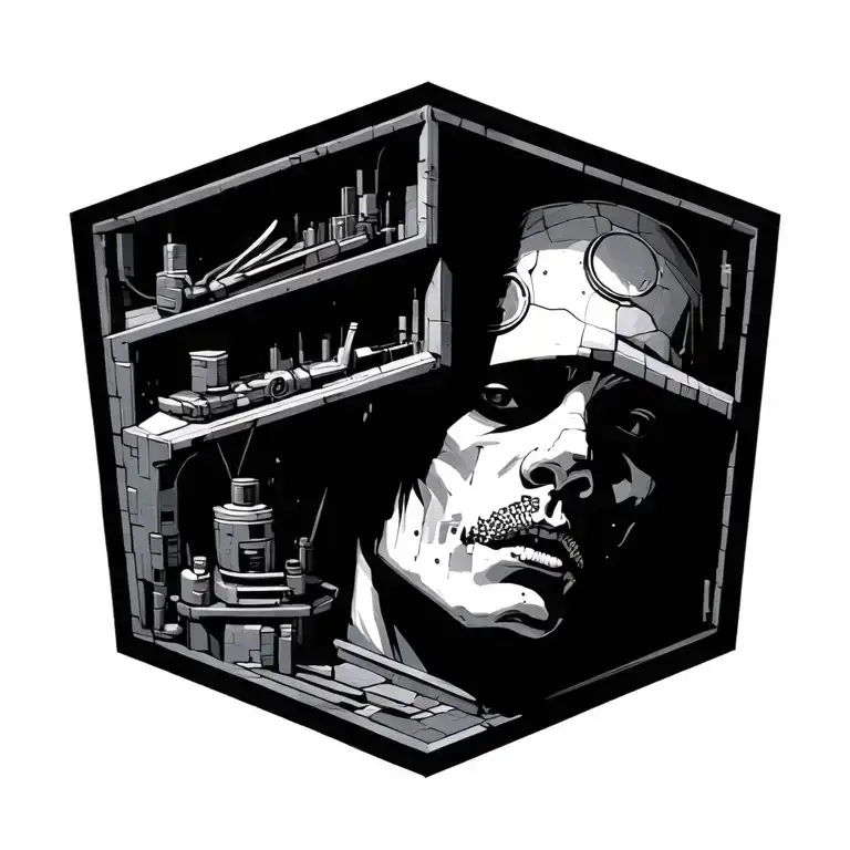 Brutalist with several components that make bigger tattoo tattoo design idea