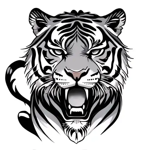 Tigers in Thai style design tattoo design idea