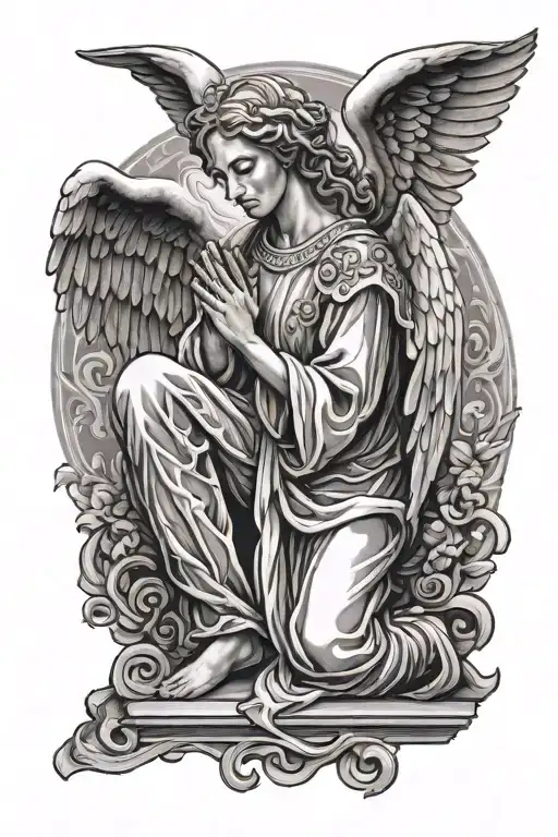 Praying Angel tattoo design idea