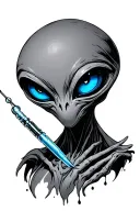 blue eyed alien with anal probe tattoo design idea