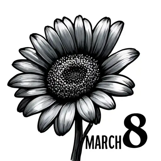 daisy with the date march 8th tattoo design idea
