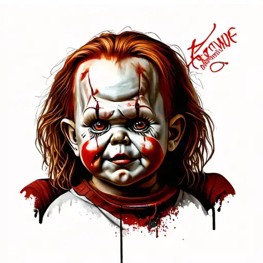 Chucky Face outline tattoo design idea