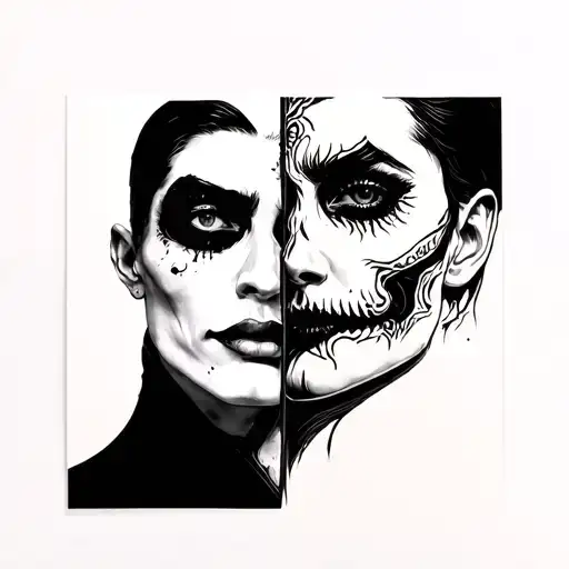 drama two face tattoo design idea