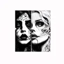 drama two face tattoo design idea
