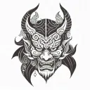 japanese demon mask tattoo design idea