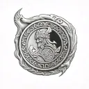 bas relief viking coin tattoo design idea