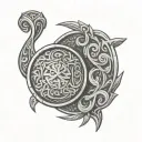 bas relief viking coin tattoo design idea
