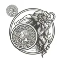bas relief viking coin tattoo design idea