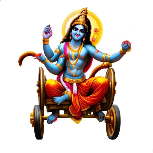 angry krishna taking chariot wheel intertwined tattoo design idea