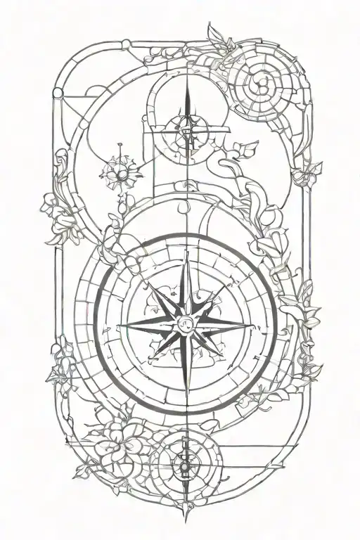 fibonacci sequence with compass design tattoo design idea