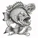 a man bass fishing tattoo design and add flowers coming tattoo design idea