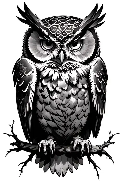 Gothic Owl flying tattoo design idea