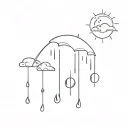 sun and rain falling tattoo design idea