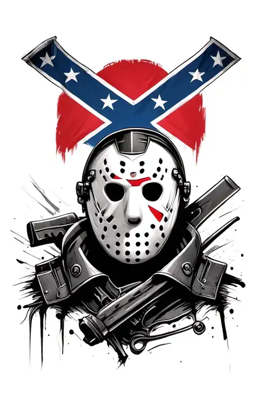 Jason Voorhees mask confederate flag morphing tattoo design idea