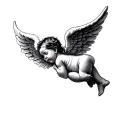 black baby angel wings spread tattoo design idea