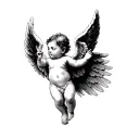 black baby angel wings spread tattoo design idea