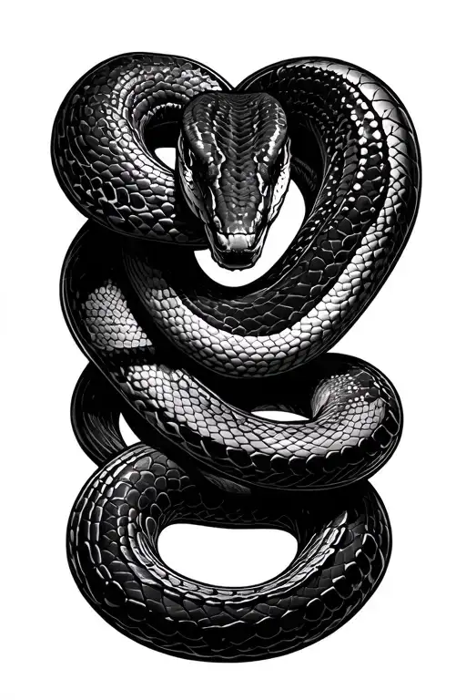 black thin snake coiled python programming language tattoo design idea