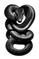 black thin snake coiled python programming language tattoo design idea
