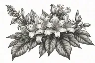 horizontal scroll. Montani Semper Liberi. Rhododendrons tattoo design idea