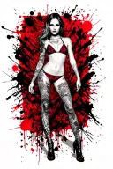 Sexy girl, petite, small boobs, wide hips, bikini . long hair,sexual. Seductive. Full Body, standing with legs and feet tattoo design idea
