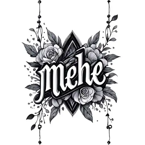 meche, cursive, elegant script tattoo design idea