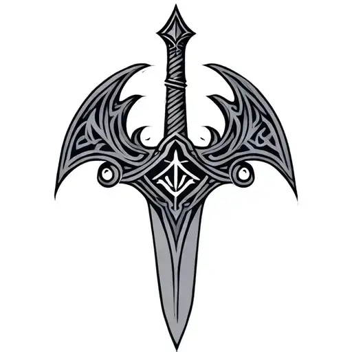 Dagger Valhalla runes symbol tattoo design idea