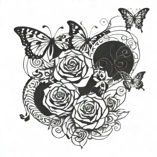 butterflies with roses and cheetah prints  tattoo design idea