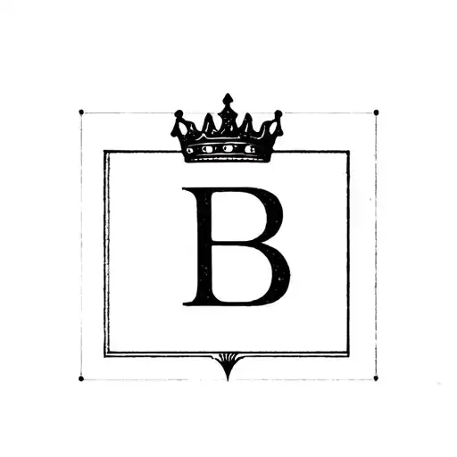 letter b with a crown on top inside of a square  tattoo design idea