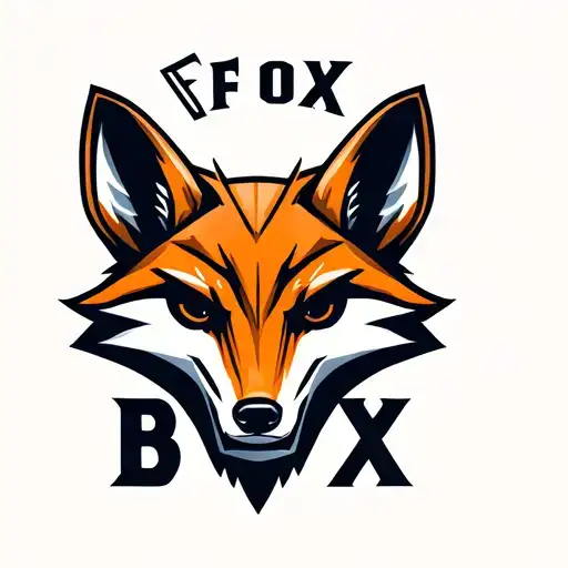 "Fox Box" "Fox Box" "Fox Box" Mechanical fox head logo. Low detail, simple design. tattoo design idea
