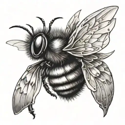 bumble bee resting angel wings tattoo design idea