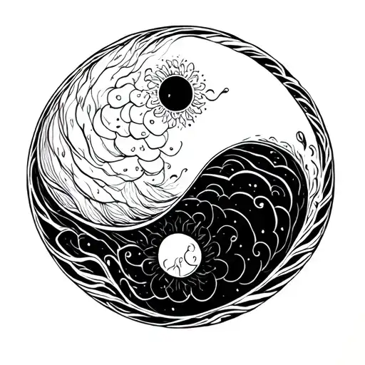 yin yang with semi colon tattoo design idea