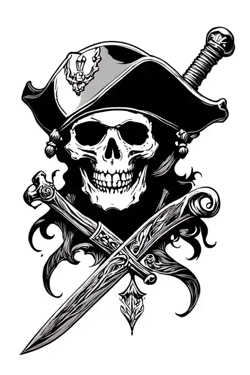 skull, pirate, sword out tattoo design idea