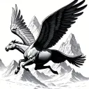 Pegasus flying by mountain tattoo design idea
