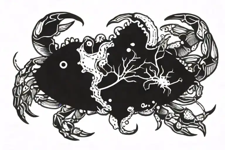 crab cancer star sign intertwined tattoo design idea