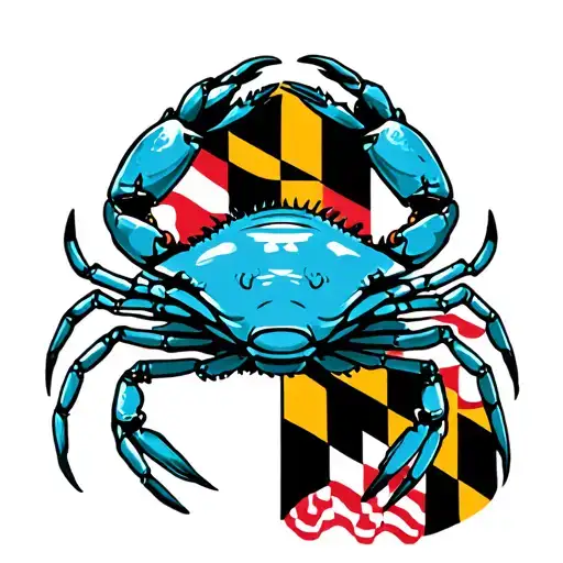 Maryland blue crab and flag intertwined tattoo design idea