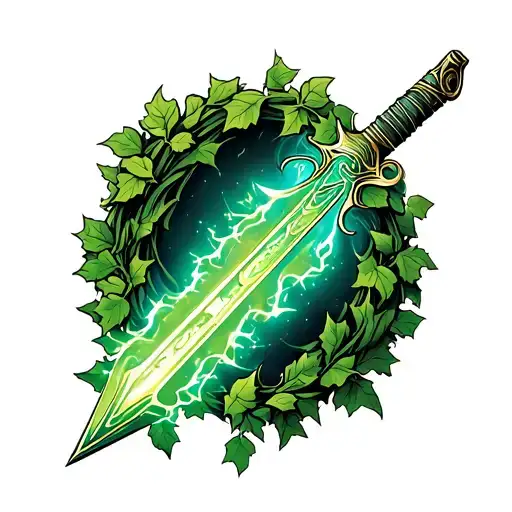 halo video game energy sword with Ivy wrapped around it  tattoo design idea