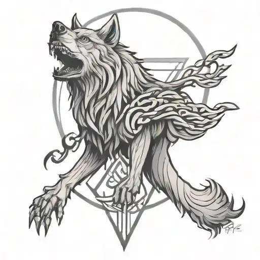 Wolf lucifer sigil tattoo design idea