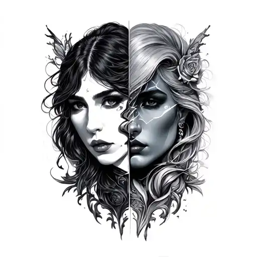 Gemini Two Face tattoo design idea