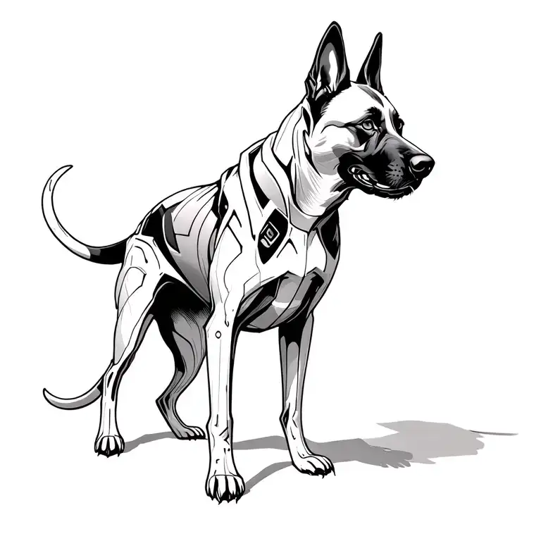 biomechanical Belgian malinois tattoo design idea
