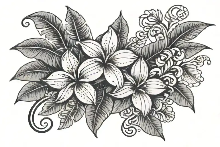 pua flower frangipani silver fern maori Niue garden tattoo tattoo design idea